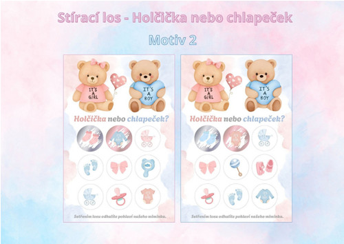 Stírací los - holka/kluk - motiv 2
