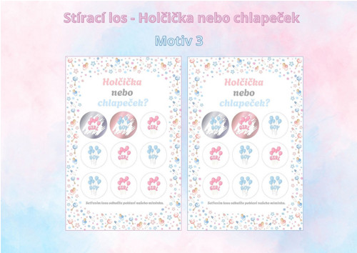 Stírací los - holka/kluk - motiv 3