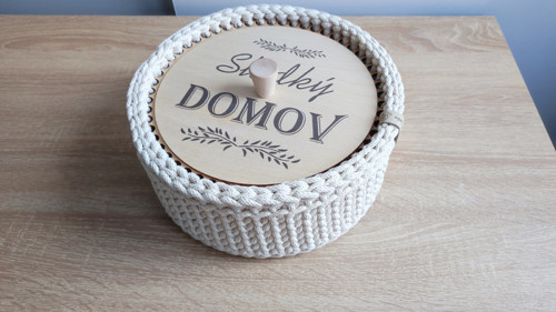 Kulatý košík s víkem – Sladký domov, průměr 24 cm