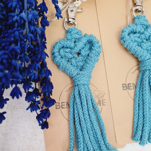 Klíčenka macramé SRDCE malé Teal — foto 1