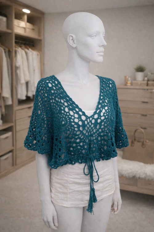 Ručně háčkovaný Boho crop top