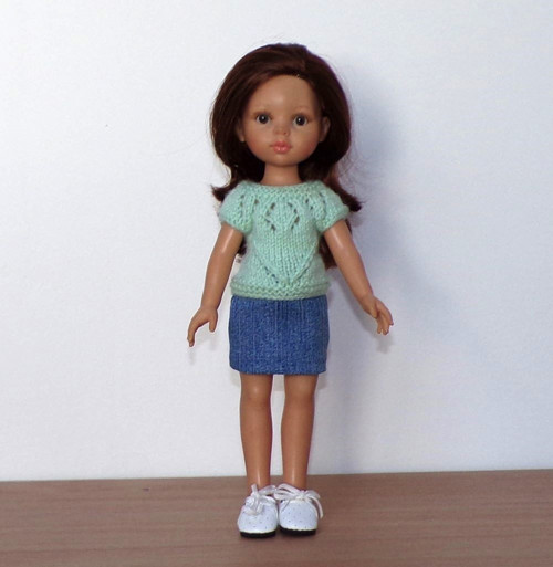 Mátový svetřík a sukně na panenku Paola Reina 32cm