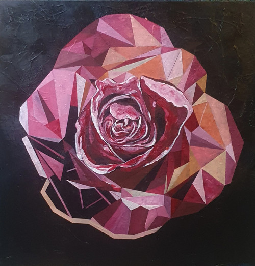 ČERNÁ RŮŽE, originální malba na plátně, 90x90