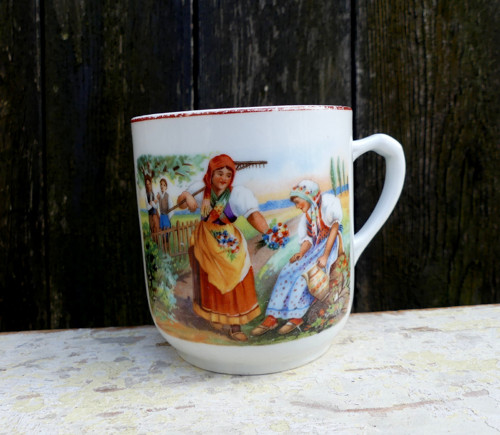 Na venkově...starožitný porcelánový hrnek