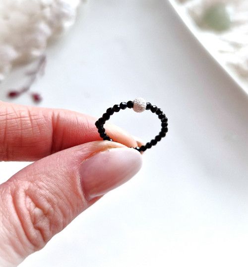 Onyx*broušený*Ag*minimalistický prsten