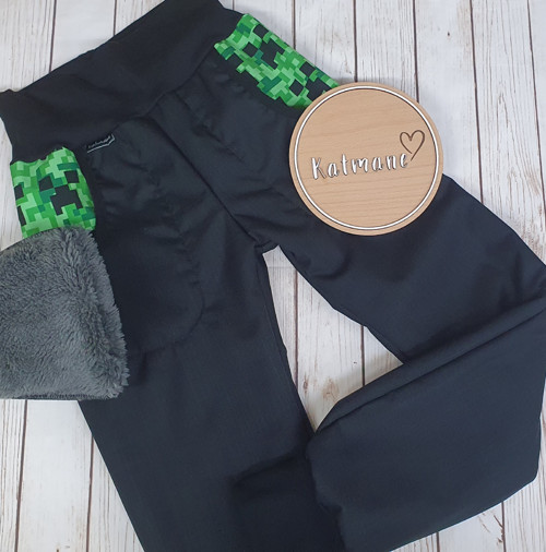 Softshellové kalhoty s BERÁNKEM -černá/kostky — foto 1