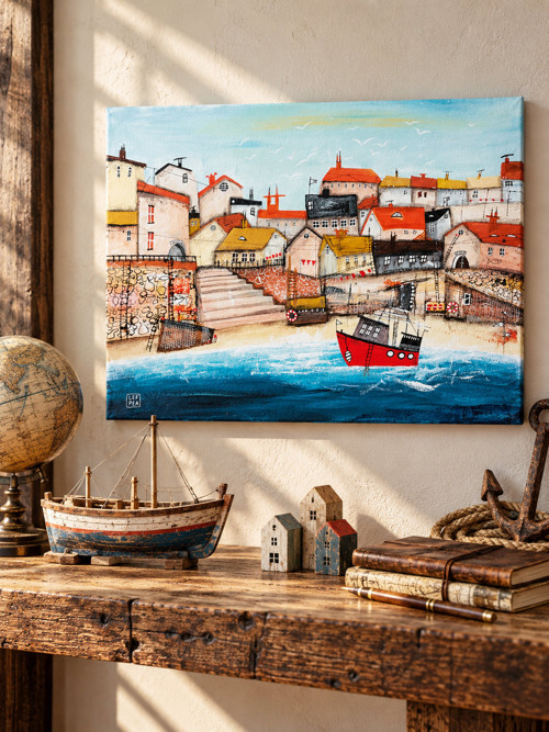 Francesco's harbor / originální obraz - 50x40cm