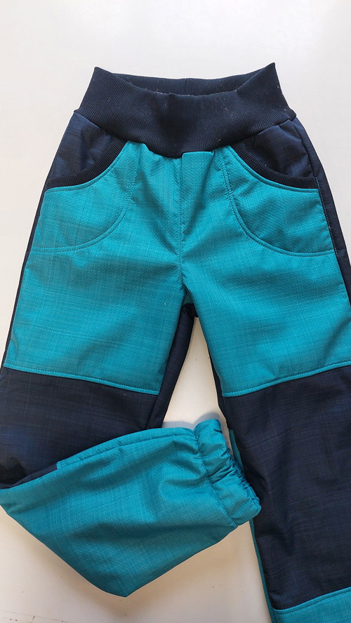 Kalhoty zimní softshell s beránkem Navy+tyrk.v 122