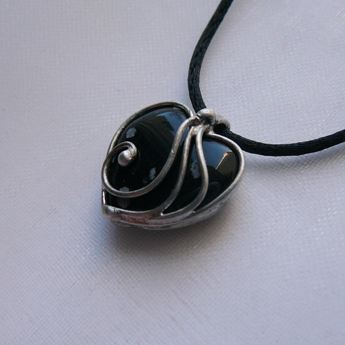 Mini srdiečko - vločkový obsidián