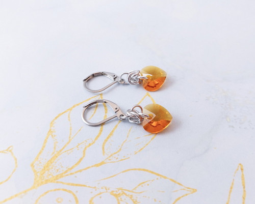 Náušnice se Swarovski srdíčky sluníčkové