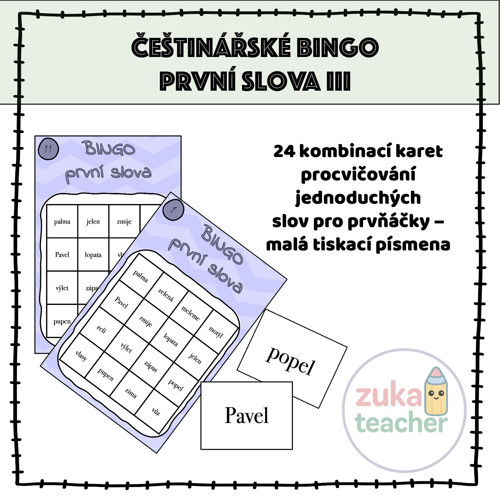Bingo - první slova - malá tiskací písmena