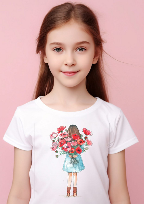 Dětské tričko "Girl with a red bouquet"