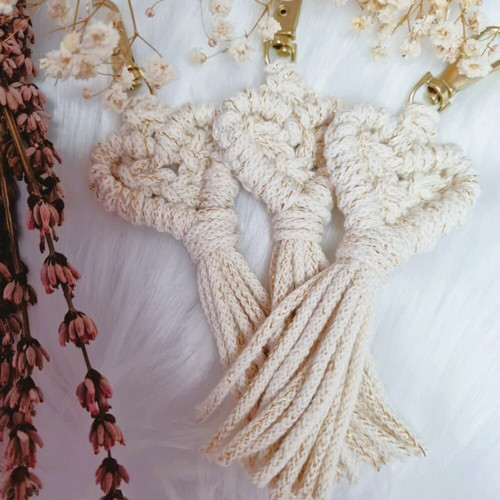 Klíčenka macramé SRDCE malé Golden Natural