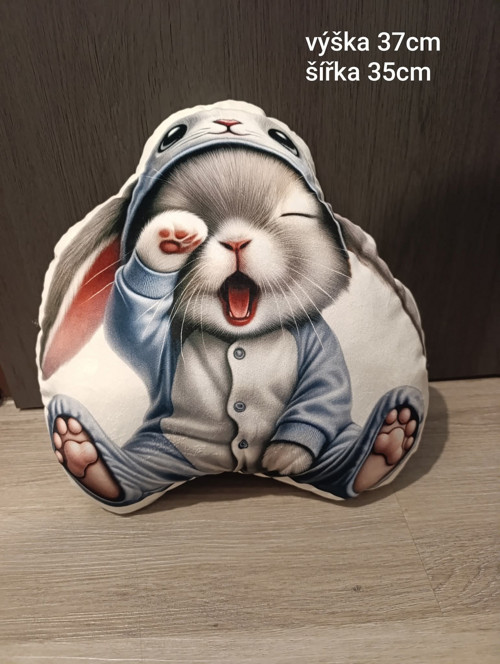 Polštářek 3d ospalý zajíček