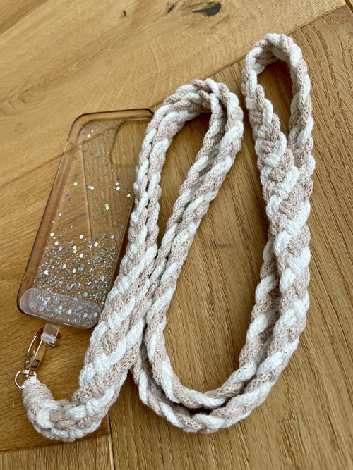 Crossbody poutko - béžové se zlatou nitkou