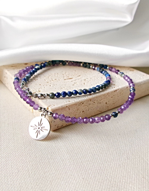 Náhrdelník ametyst a lapis lazuli