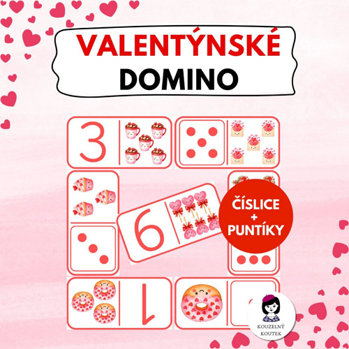 Domino - Valentýn | valentýnský | Srdce