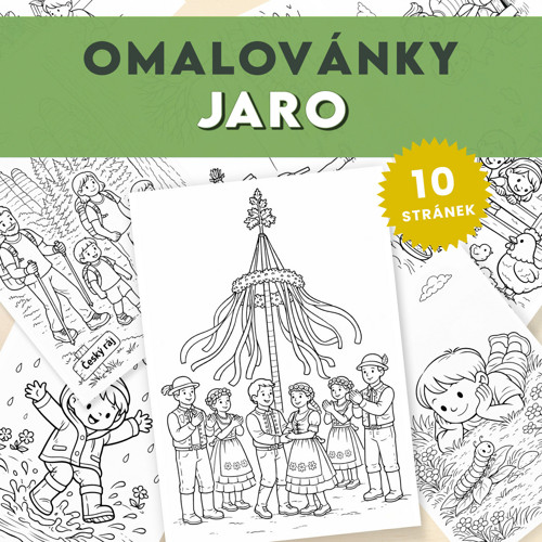 Omalovánky jaro - sada 10 omalovánek k tisku (PDF)