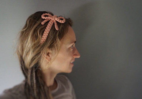 Macrame čelenka - Pudrová mašliška