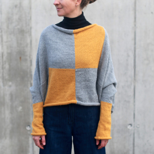 Svetr DOSA-TRAPEZ patchwork 100% ALPAKA