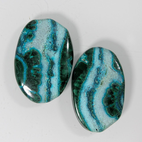 Chrysokol-Malachit, 90,86 ct./Pár, 36x24 mm