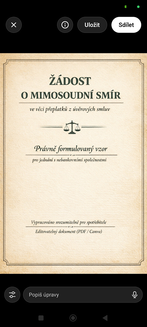 Žádost o mimosoudní smír při přeplaceném dluhu