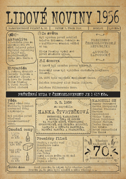 Narozeninové noviny roku 1956 - 4 strany
