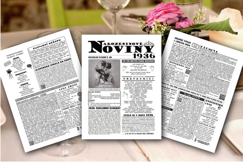 3stránkové "Narozeninové NOVINY" 1936, 90 let, PDF