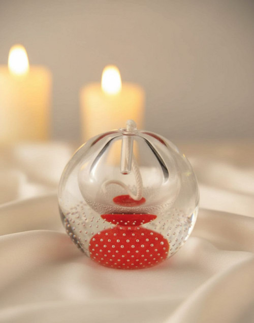 Skleněná olejová lampa Červená + olej