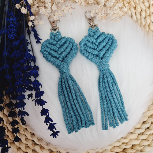Klíčenka macramé SRDCE velké Teal