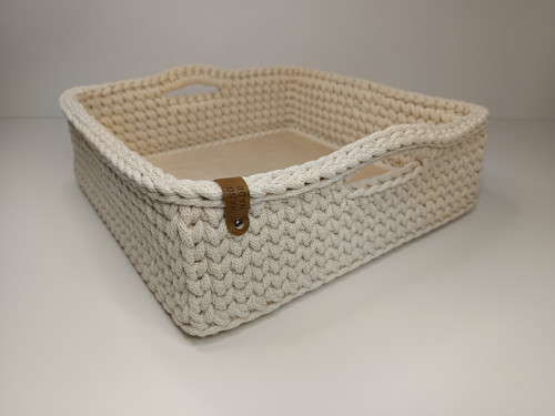 Háčkovaný úložný košík Natural 31 × 31 cm