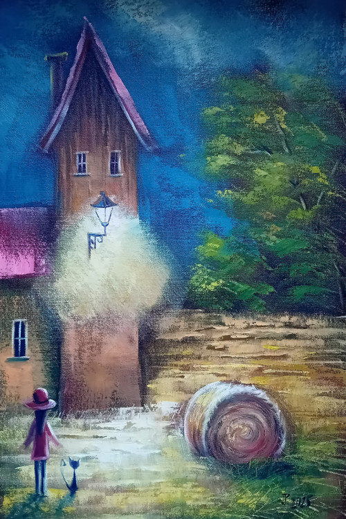 Jiří Petr- Letní večer, obraz 60x40 cm