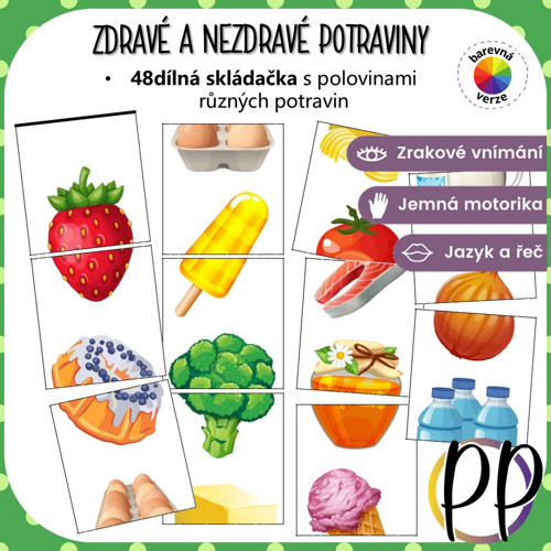 Zdravé a nezdravé potraviny - skládačka (PDF)
