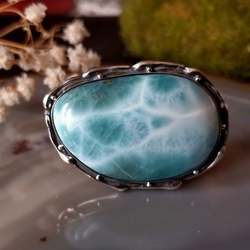 Prsten "Valčík" - Larimar, Ag 925/1000
