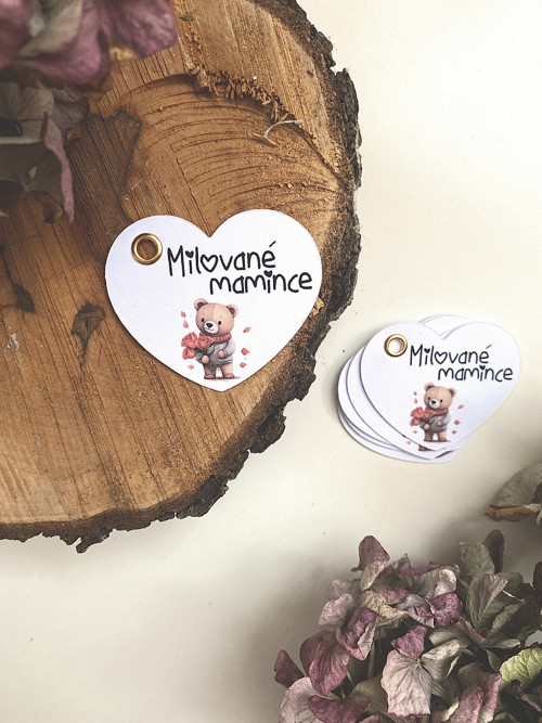 Srdíčkové visačky - 5 KS - MILOVANÉ MAMINCE