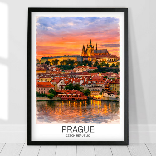 Praha, západ slunce - Tisk, plakát