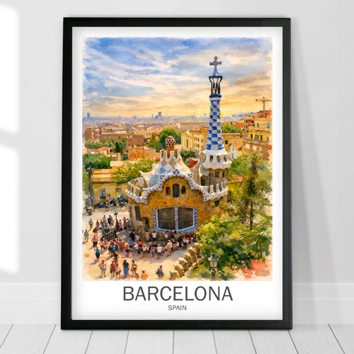 Barcekona, Park Güell - Tisk, plakát