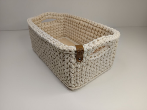 Háčkovaný úložný košík Natural 25 × 15 cm