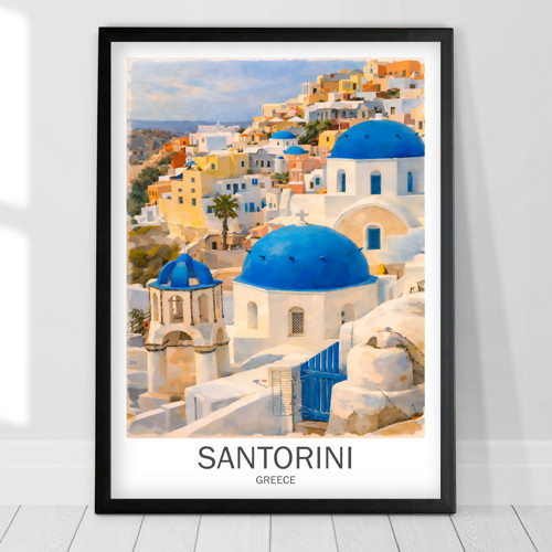 Santorini, Oia, Řecko - Tisk, plakát