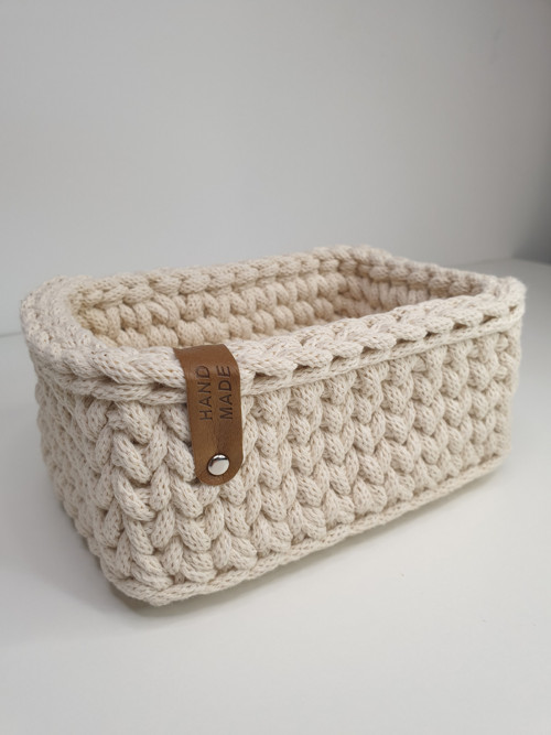 Malý háčkovaný košík Natural 15 × 10 cm