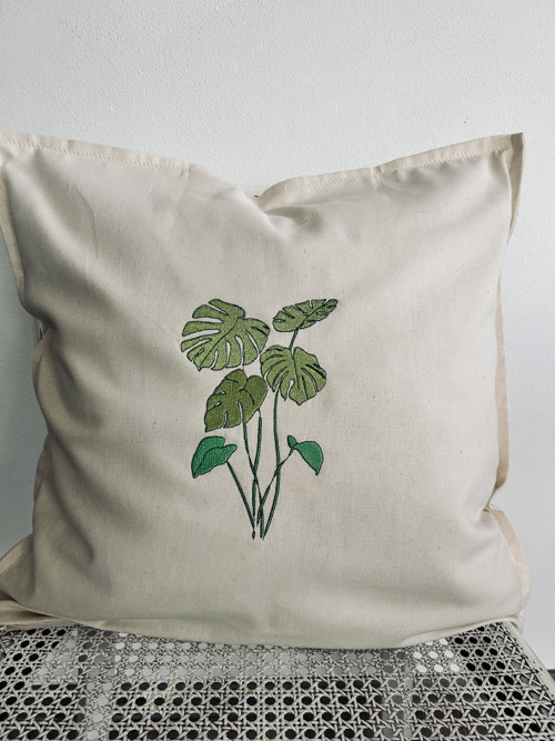 Vyšívaný povlak na polštář - Monstera