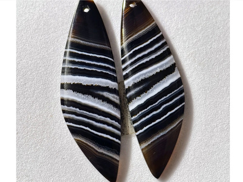 Achát Black and White- přír. broušený pár, 23.4 Ct