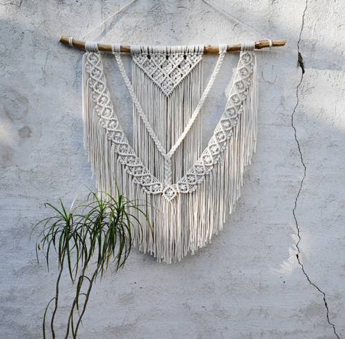 Macramé Krémové "V" Xxl
