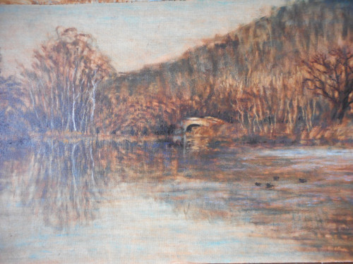 Večer u rybníka na podzim