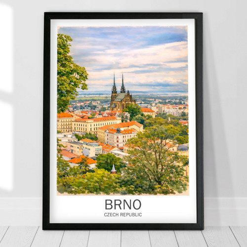 Brno, pohled na město - Tisk, plakát