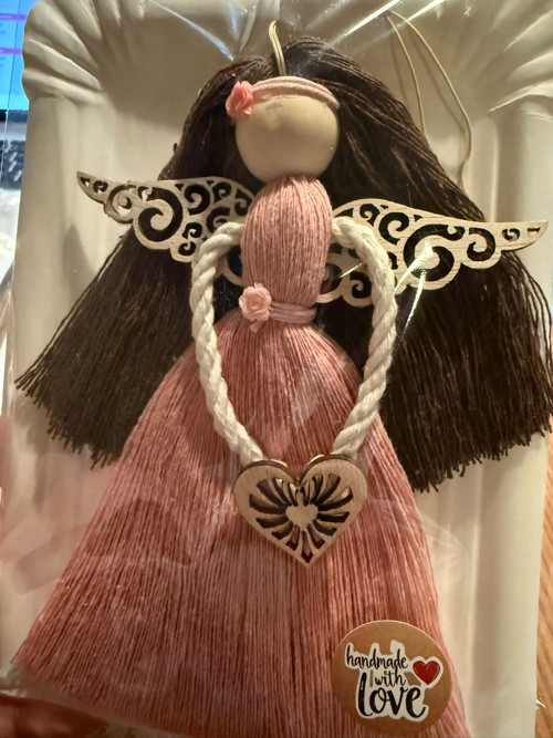 Macrame anděl růžový
