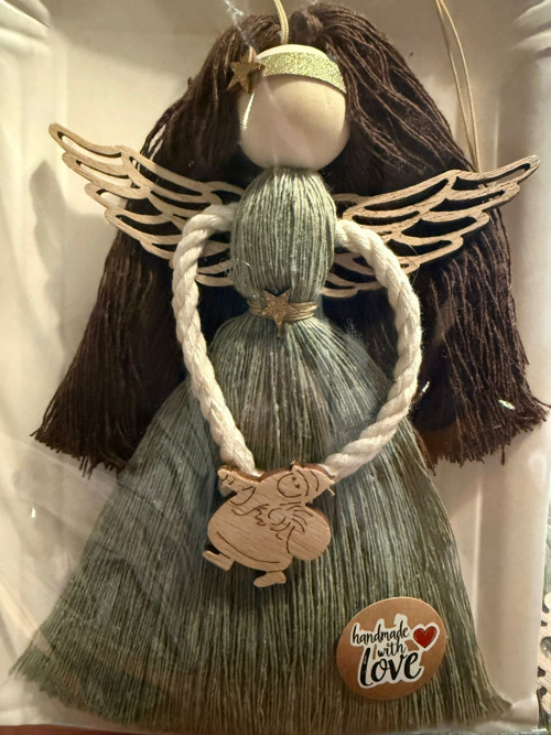 Macrame anděl zelený