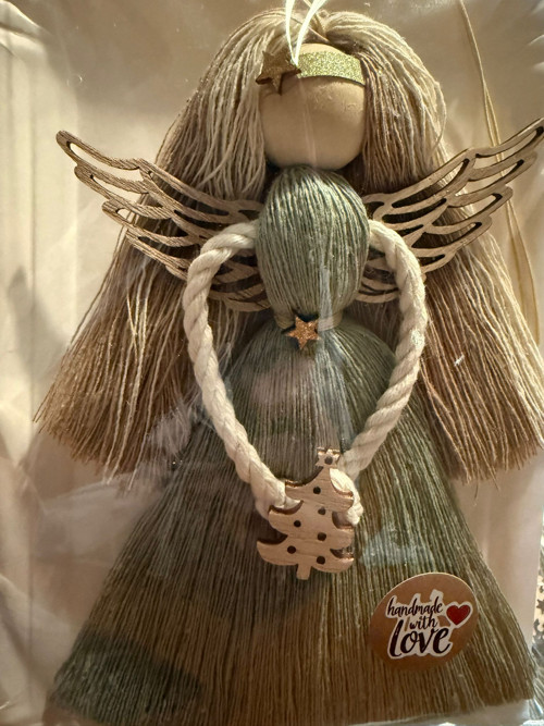 Macrame anděl zelený