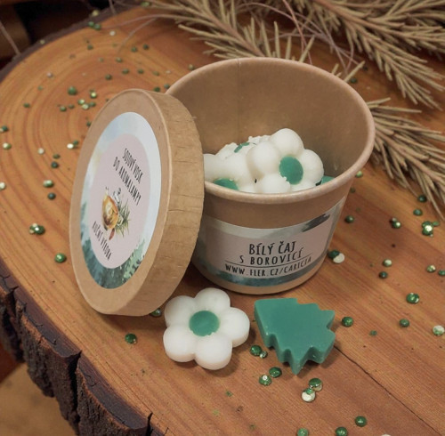 Sojový vosk do aromalampy - Bílý čaj s borovicí