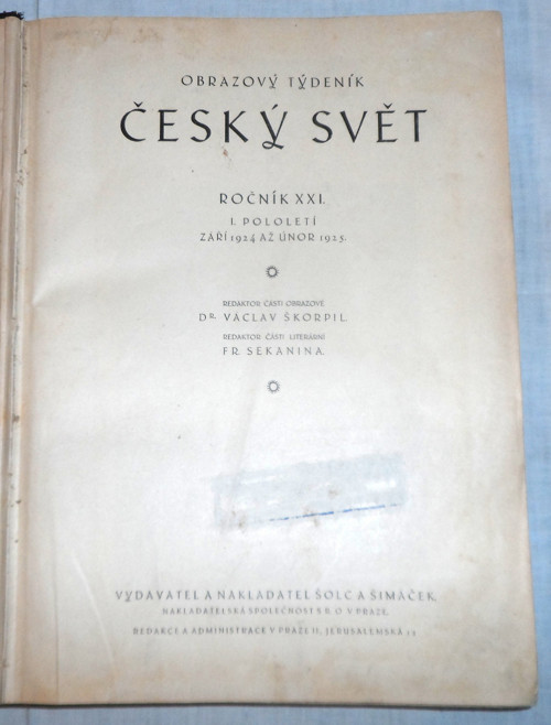 Týdeníky ČESKÝ SVĚT 1924 - 1925, ročník XXI.
